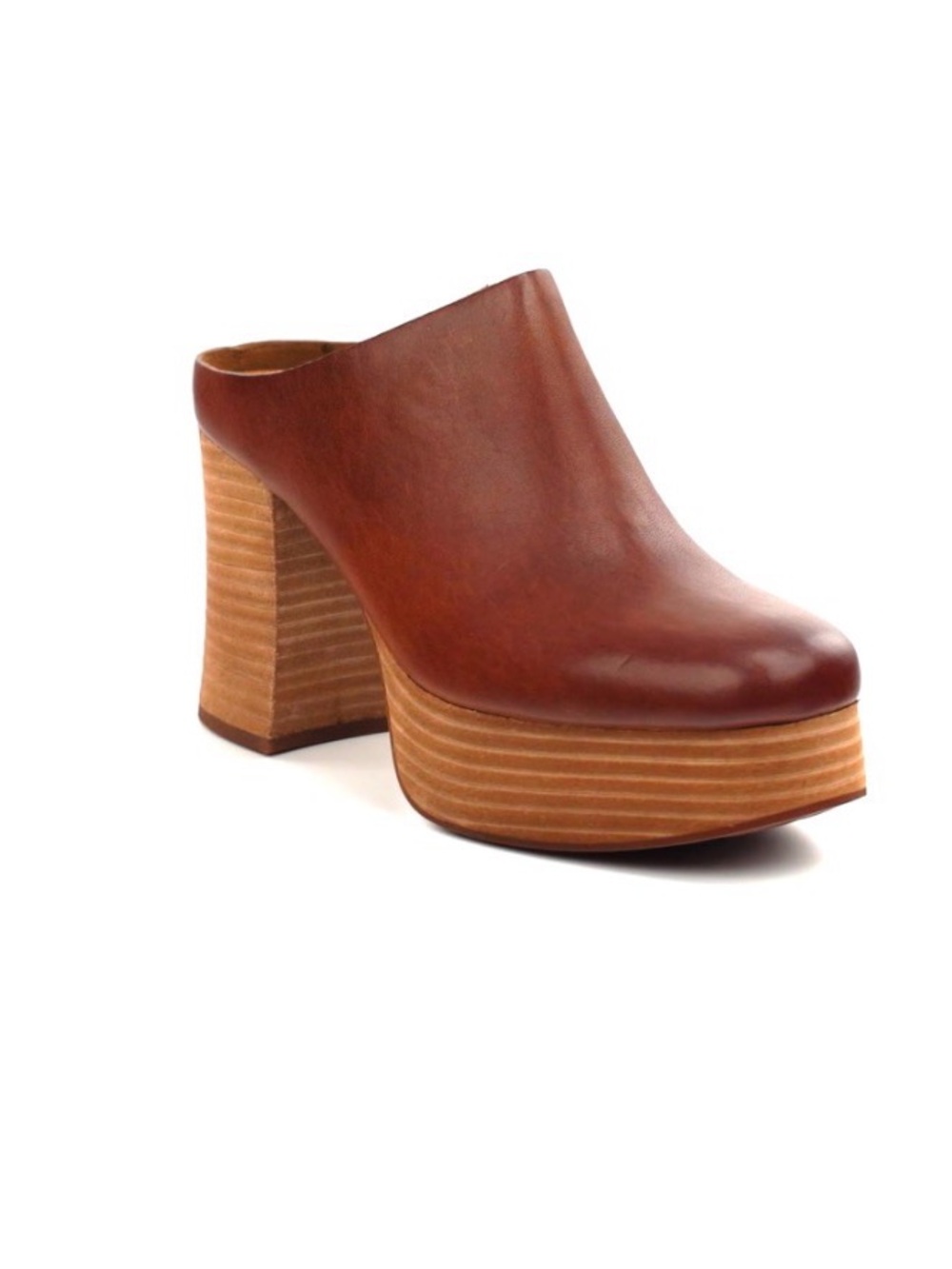 Kork-Ease Veronica Brown Leather Platform Clog Mule